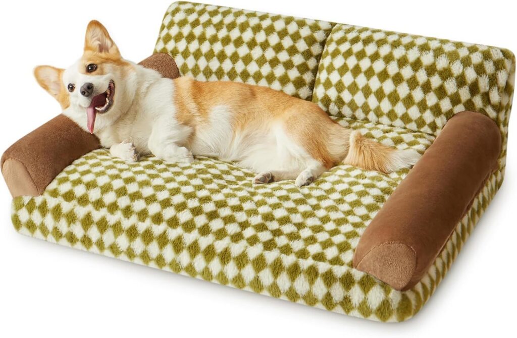 Cat Couch Bed And Dog Couch Bed Pet Couch Bed For Small Pet Cute Dog Sofa Bed Cat Sofa Pet Sofa With Non-Slip Bottom Checkered Dog Bed With Washable Cover