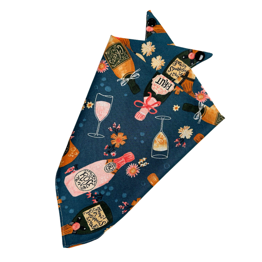 Wine Bottle Print Cotton Dog Bandana