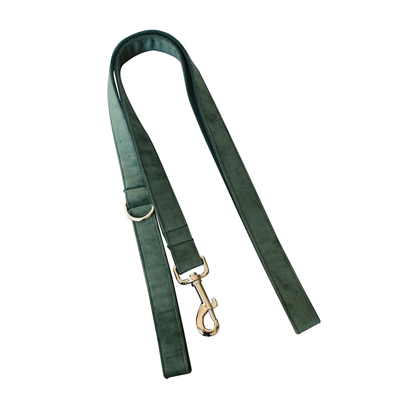 Green Velvet Dog Collar Dog Leash Pet Collar - Image 6