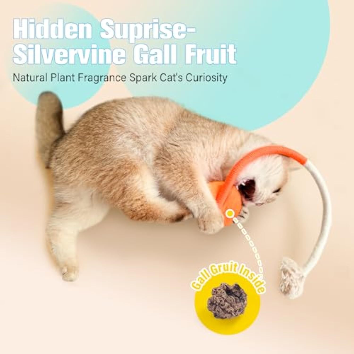 Sisal Rope Cat Toys Safe Catnip Toys Without Wire Cat Toys For Bored Indoor Cats Dental Kitty Chew Toys With Silvervine Gall Fruit,Bite-Resistant Teeth Clean Chew Cat Toy,kitty Toys - Image 5
