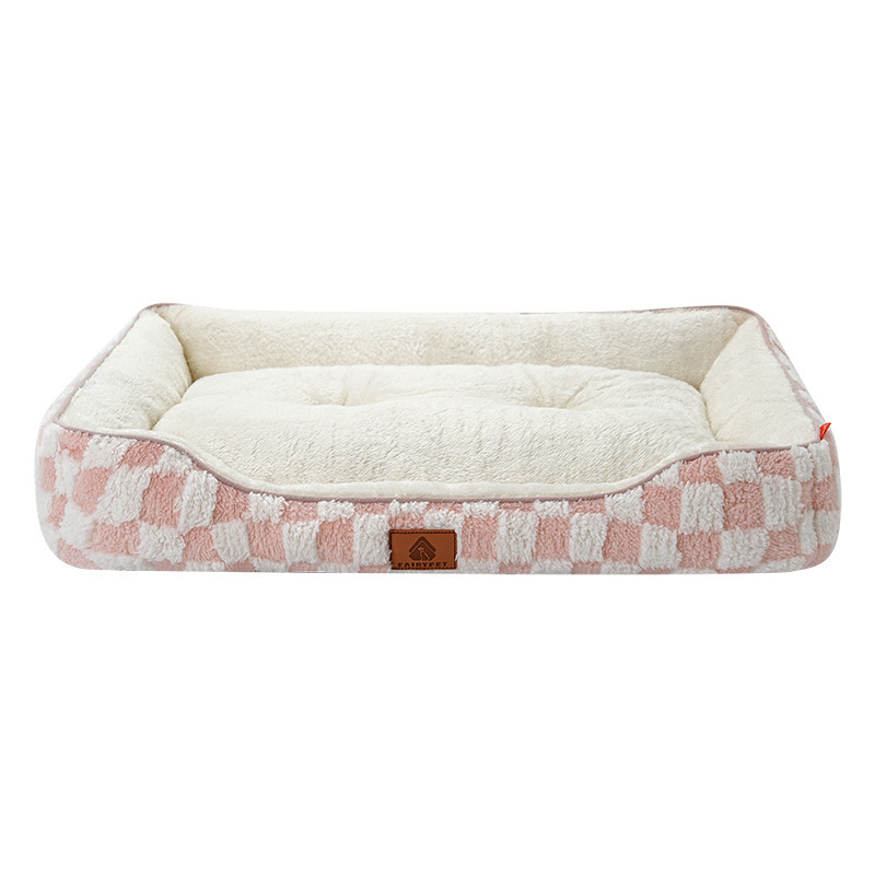 Thickened Warm Plaid PP Cotton Dog Bed - Image 2