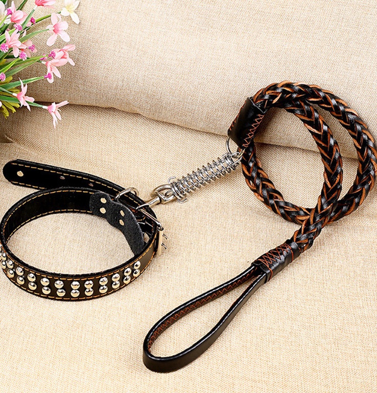 Leather Traction Rope Chain Explosion-proof Punch Collar - Image 2