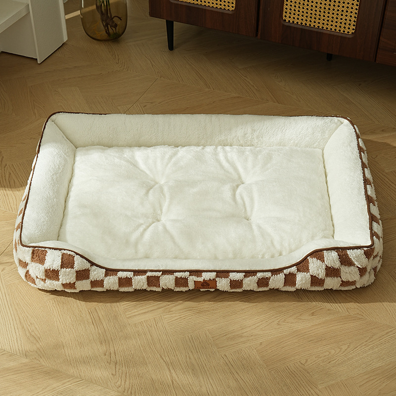 Thickened Warm Plaid PP Cotton Dog Bed - Image 5