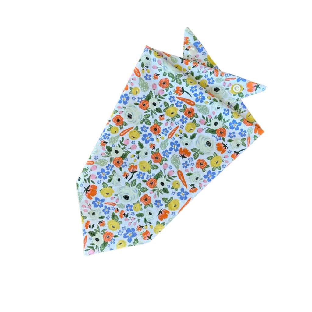 Carrot Floral Print Cotton Dog Bandana