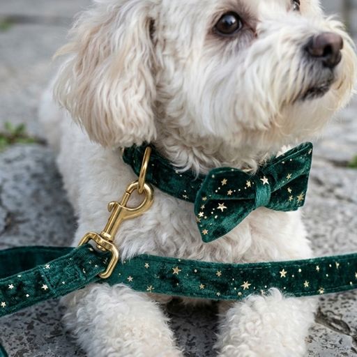 Starry Night Emerald Green Velvet Dog Collar