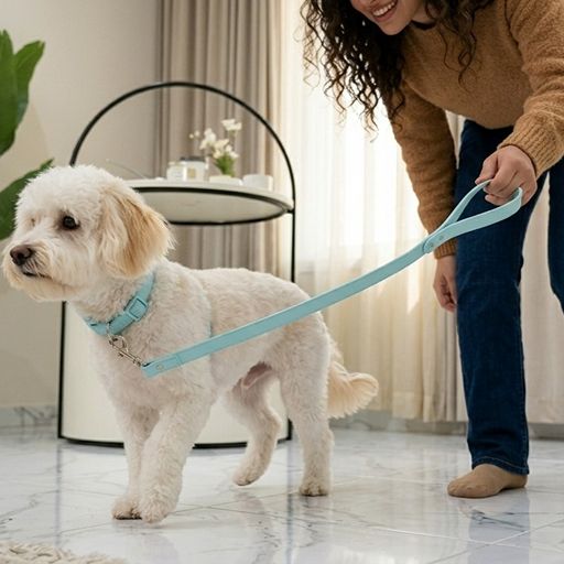 Pastel PVC Dog Collar and Leash Set