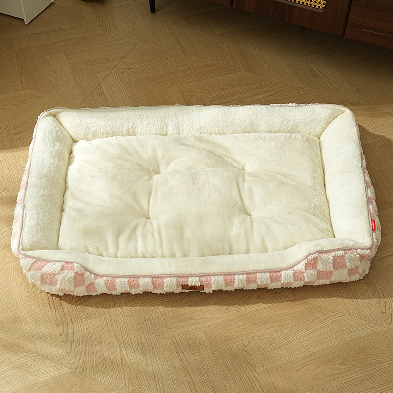 Thickened Warm Plaid PP Cotton Dog Bed - Image 3