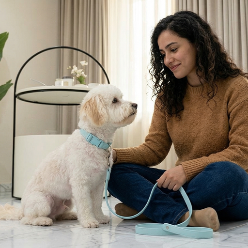Pastel PVC Dog Collar and Leash Set