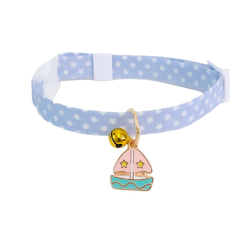 Pastel Star Pattern Dog Collar with Bell