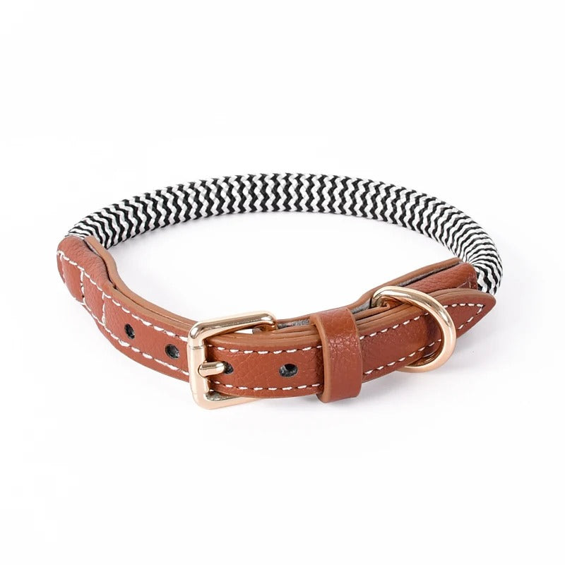 Zigzag Leather Dog Collar Soft