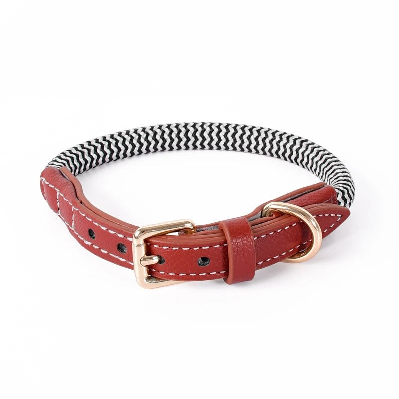 Zigzag Leather Dog Collar Soft