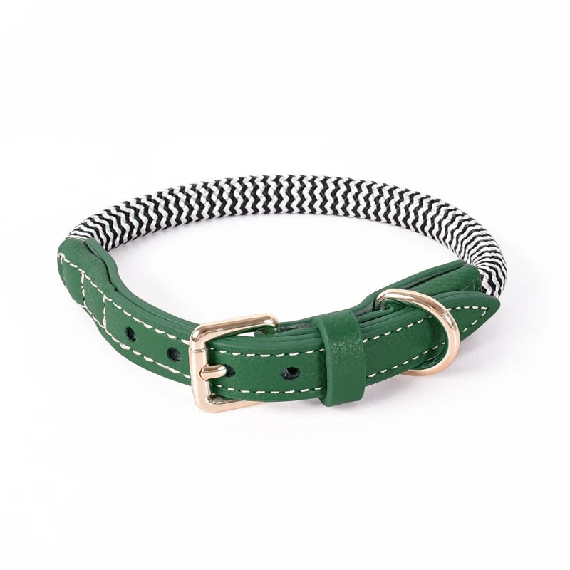 Zigzag Leather Dog Collar Soft