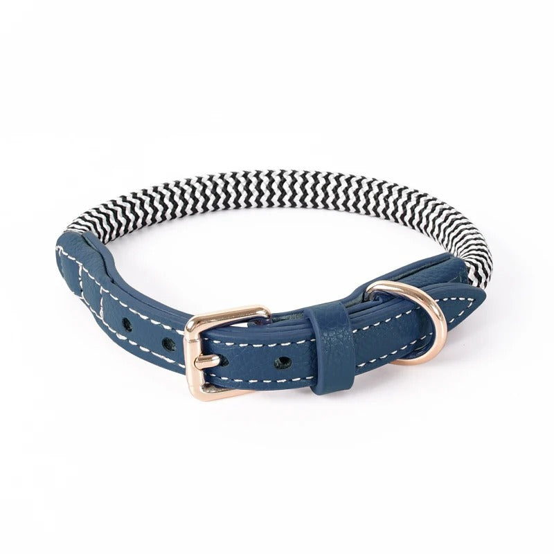 Zigzag Leather Dog Collar Soft