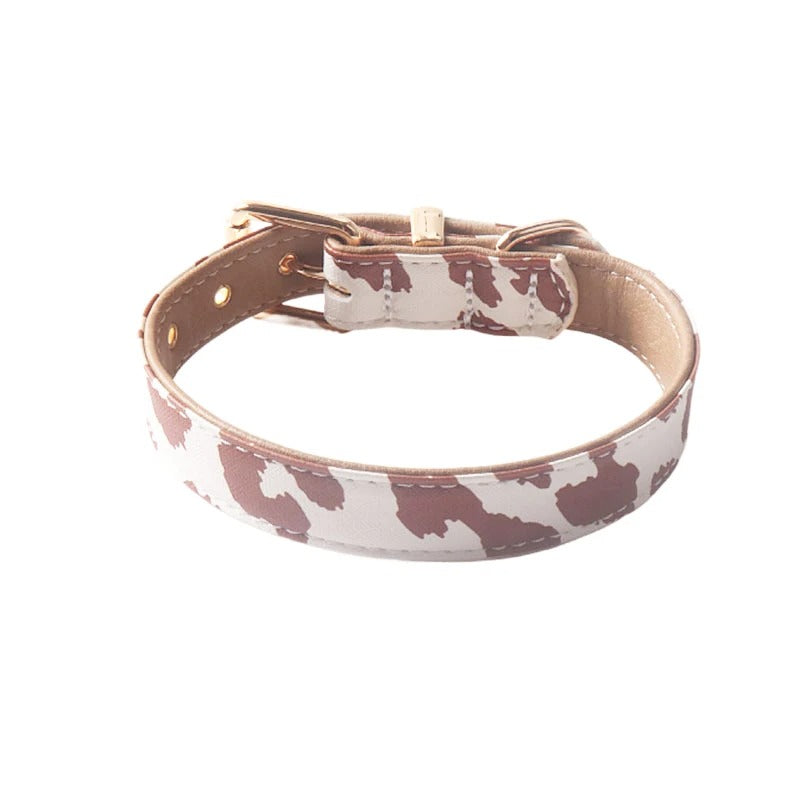 Neutral Pastel Cow Leather Dog Collar
