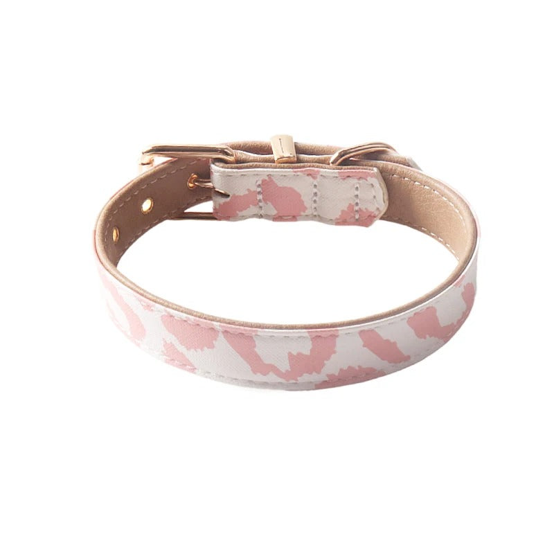 Neutral Pastel Cow Leather Dog Collar