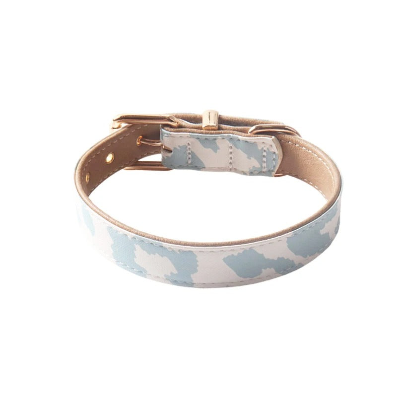 Neutral Pastel Cow Leather Dog Collar