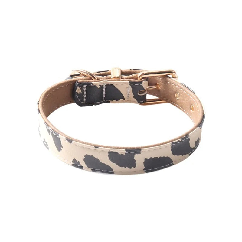 Neutral Pastel Cow Leather Dog Collar