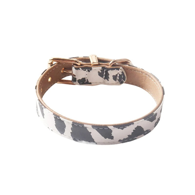 Neutral Pastel Cow Leather Dog Collar