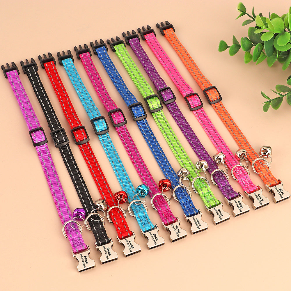 Nylon Reflective Bell Dog Collar