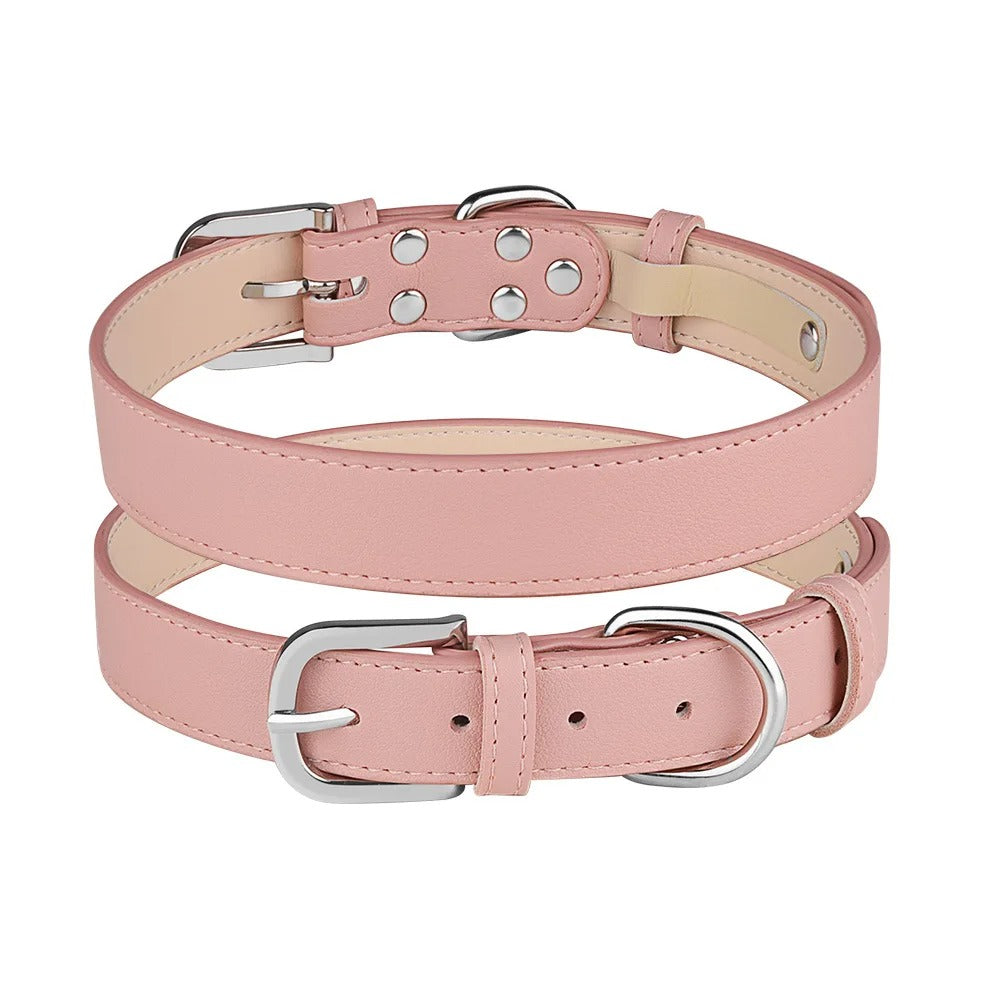 Pastel Plain PU Leather Dog Collar
