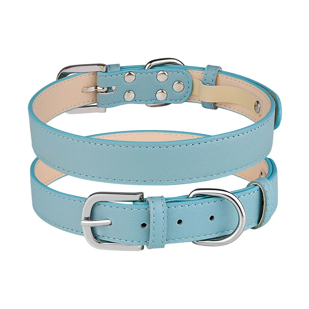 Pastel Plain PU Leather Dog Collar