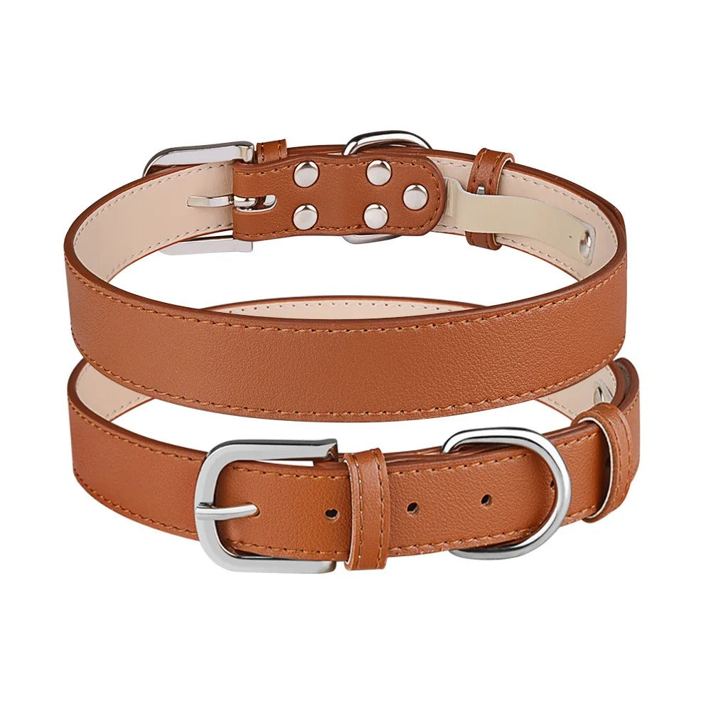 Pastel Plain PU Leather Dog Collar