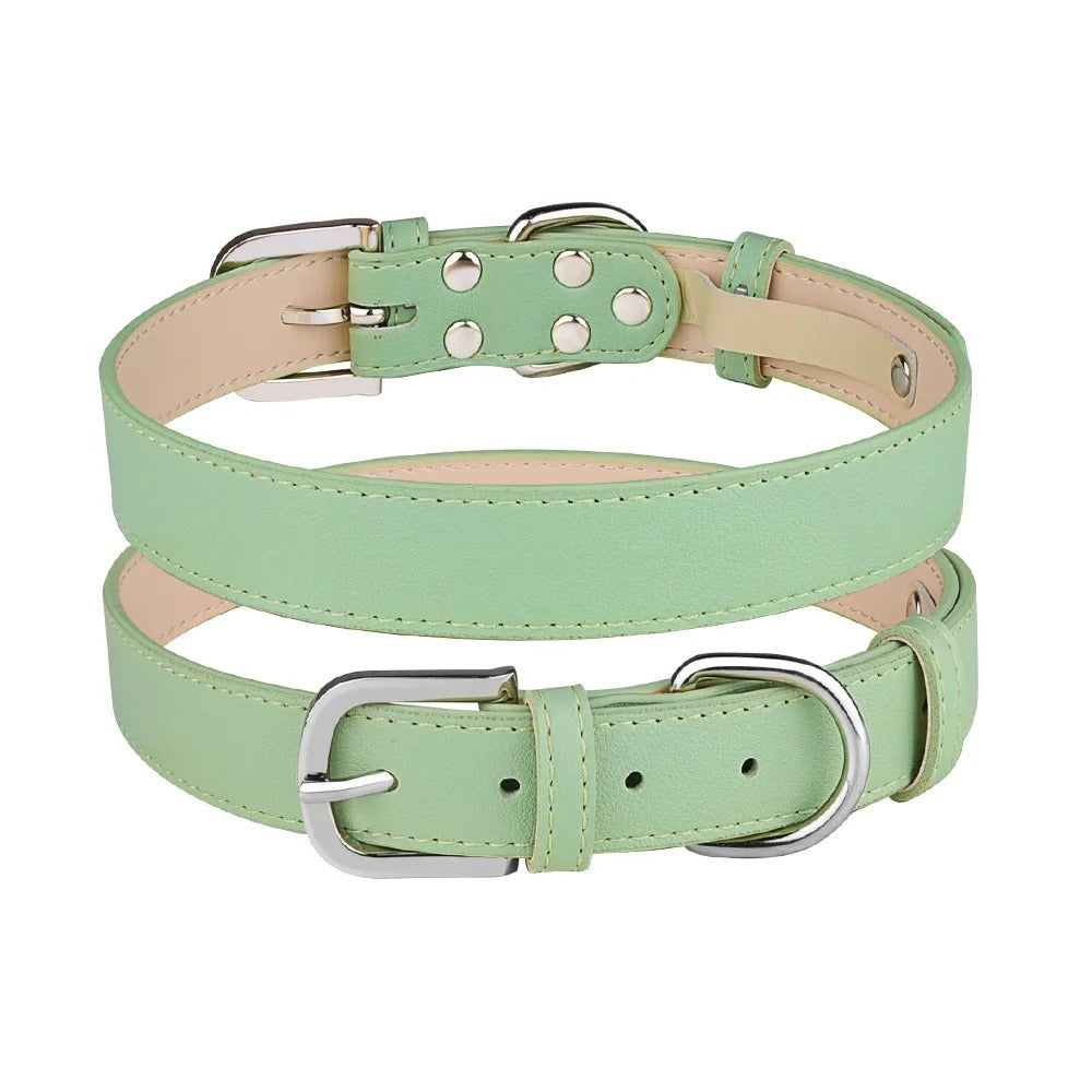 Pastel Plain PU Leather Dog Collar