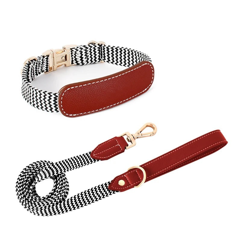 Zigzag Soft Wrap Webbing Collar and Leash Set