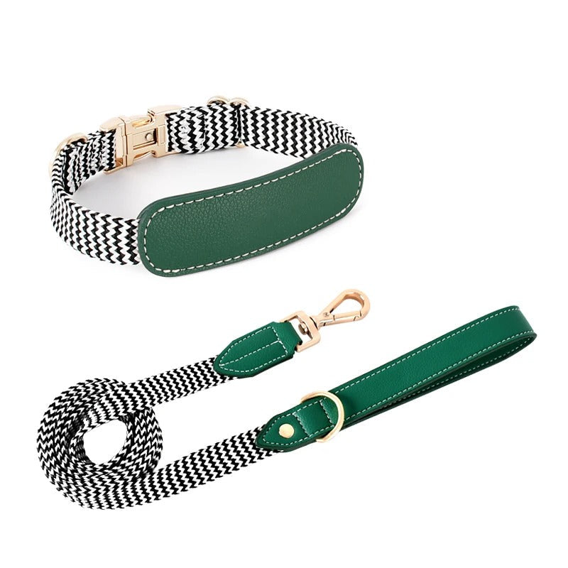Zigzag Soft Wrap Webbing Collar and Leash Set