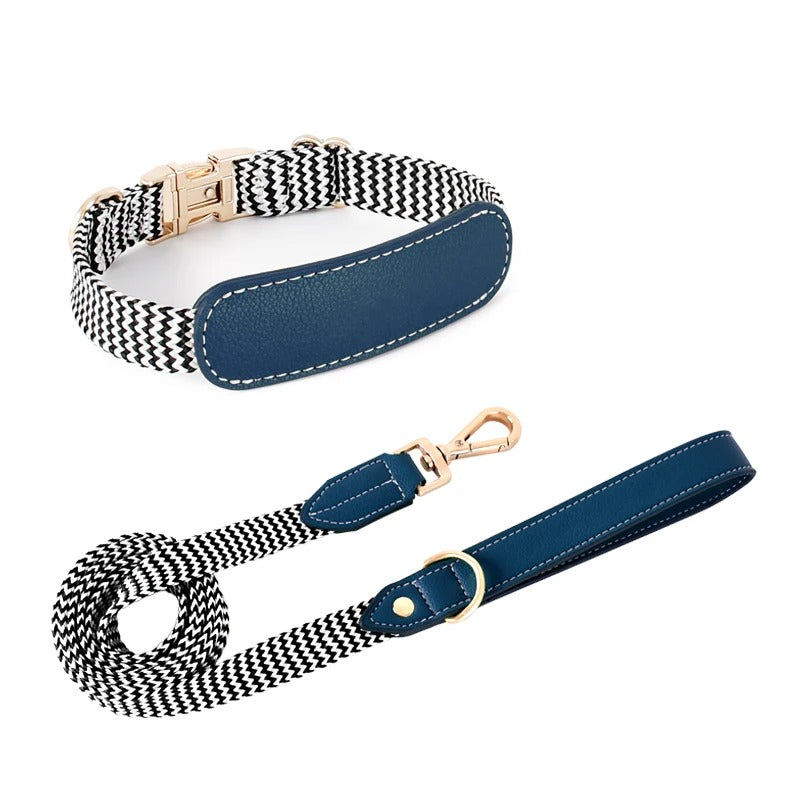 Zigzag Soft Wrap Webbing Collar and Leash Set
