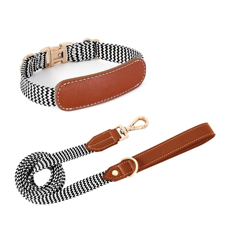 Zigzag Soft Wrap Webbing Collar and Leash Set